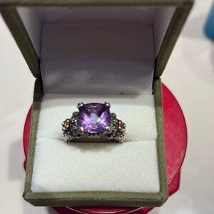 Vintage-Inspired Purple Amethyst Silver Ring